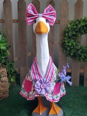 Porch Goose Outfit With Bow Striped Pink Purple White